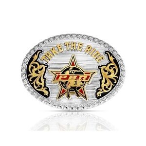 Montana Silversmiths PBR Belt Buckle Take The Ride Silver Gold A1091PBR NEW NIB